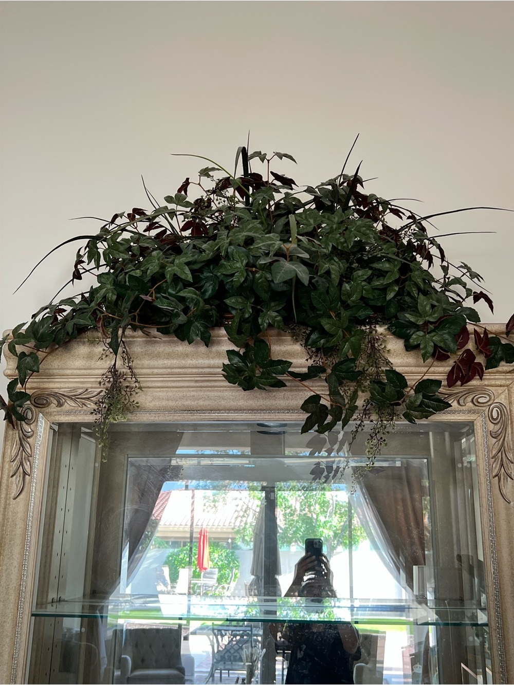Home Interiors Faux Hanging Ivy and Trailing Foliage in Green and Burgundy
